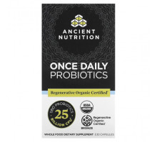 Пребиотики и пробиотики Dr. Axe / Ancient Nutrition, пробиотики для приема один раз в день, 25 млрд КОЕ, 30 капсул
