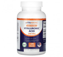 Для здоровья кожи Vitamatic, Высокая эффективность, гиалуроновая кислота, 200 мг, 120 растительных капсул