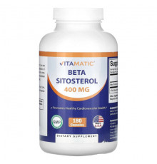 Растительные экстракты и настойки Vitamatic, Бета-ситостерол, 400 мг, 180 капсул