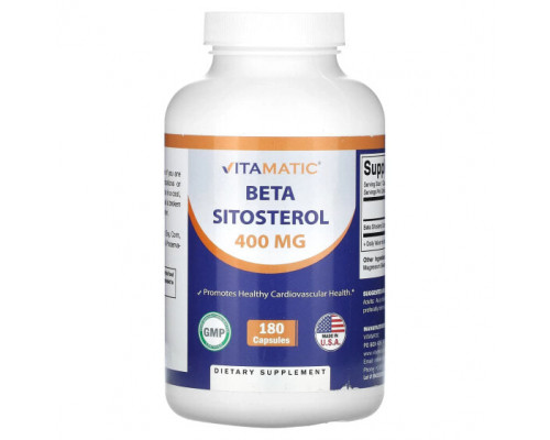 Растительные экстракты и настойки Vitamatic, Бета-ситостерол, 400 мг, 180 капсул Растительные экстракты и настойки Vitamatic, Бета-ситостерол, 400 мг, 180 капсул