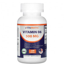 Витамины группы B Vitamatic, Витамин B6, 500 мг, 120 таблеток