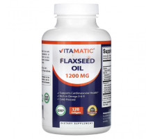 Рыбий жир и Омега 3, 6, 9 Vitamatic, Льняное масло, 1200 мг, 120 мягких таблеток