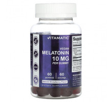 БАДы Vitamatic, Веганский мелатонин, натуральная клубника, 10 мг, 60 жевательных таблеток