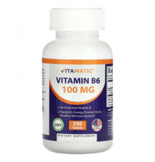 Витамины группы B Vitamatic, Витамин B6, 100 мг, 250 таблеток