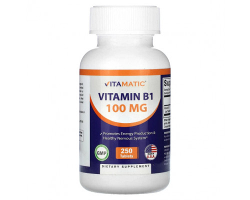 Витамины группы B Vitamatic, Витамин B1, 100 мг, 250 таблеток Витамины группы B Vitamatic, Витамин B1, 100 мг, 250 таблеток