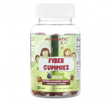 Клетчатка Vitamatic, Детские жевательные мармеладки, со вкусом ежевики, персика и клубники, 60 жевательных таблеток
