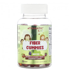 Клетчатка Vitamatic, Детские жевательные мармеладки, со вкусом ежевики, персика и клубники, 60 жевательных таблеток