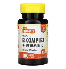 Витамины группы B Sundance Vitamins, Полный комплекс витаминов группы B + витамин C, 100 капсул в оболочке