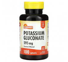 Калий Sundance Vitamins, Глюконат калия, 595 мг, 100 капсул