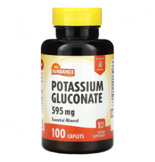 Калий Sundance Vitamins, Глюконат калия, 595 мг, 100 капсул