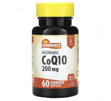 Антиоксиданты Sundance Vitamins, Коэнзим Q10, абсорбируемый, 200 мг, 60 капсул с быстрым высвобождением
