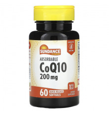 Антиоксиданты Sundance Vitamins, Коэнзим Q10, абсорбируемый, 200 мг, 60 капсул с быстрым высвобождением