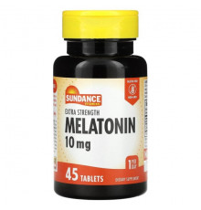 БАДы Sundance Vitamins, Мелатонин, повышенная сила действия, 10 мг, 45 таблеток