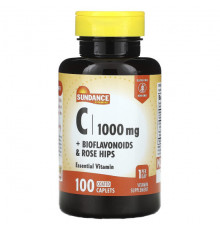 Витамин C Sundance Vitamins, Витамин C + биофлавоноиды и шиповник, 100 капсуловидных таблеток, покрытых оболочкой