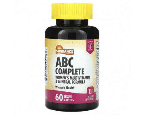 Женское здоровье Sundance Vitamins, ABC Complete, мультивитаминная и минеральная формула для женщин, 60 капсул в оболочке Женское здоровье Sundance Vitamins, ABC Complete, мультивитаминная и минеральная формула для женщин, 60 капсул в оболочке