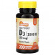 Витамин D Sundance Vitamins, D3, высокая эффективность, 50 мкг (2000 МЕ), 200 капсул быстрого высвобождения