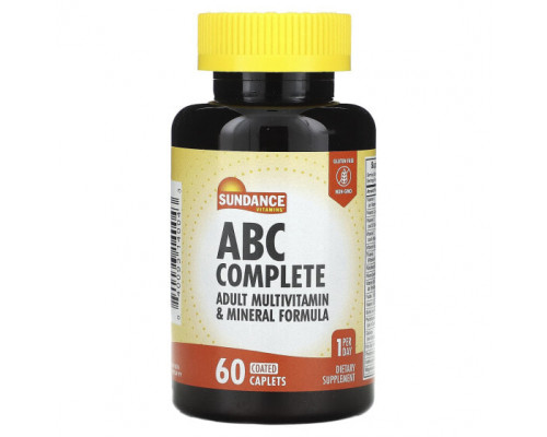 Витаминно-минеральные комплексы Sundance Vitamins, ABC Complete, мультивитаминная и минеральная формула для взрослых, 60 капсул в оболочке Витаминно-минеральные комплексы Sundance Vitamins, ABC Complete, мультивитаминная и минеральная формула для взрослых, 60 капсул в оболочке