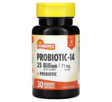 Пребиотики и пробиотики Sundance Vitamins, Vitamins, пробиотик-14, 35,5 мг, 30 вегетарианских капсул