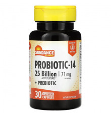 Пребиотики и пробиотики Sundance Vitamins, Vitamins, пробиотик-14, 35,5 мг, 30 вегетарианских капсул