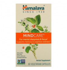 Улучшение памяти и работы мозга Himalaya, MindCare, 60 вегетарианских капсул