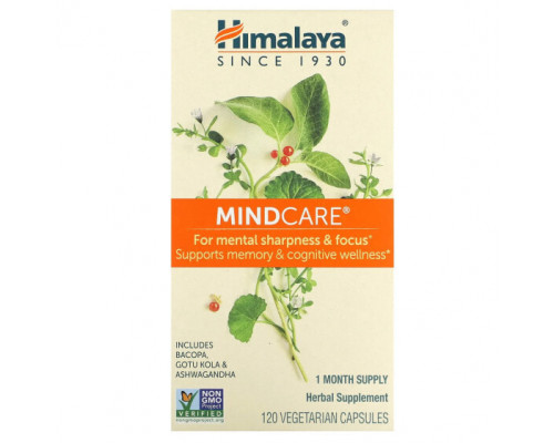 Улучшение памяти и работы мозга Himalaya, MindCare, 120 вегетарианских капсул Улучшение памяти и работы мозга Himalaya, MindCare, 120 вегетарианских капсул
