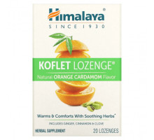 От гриппа и простуды Himalaya, Koflet, леденцы, натуральный апельсиновый кардамон, 20 пастилок