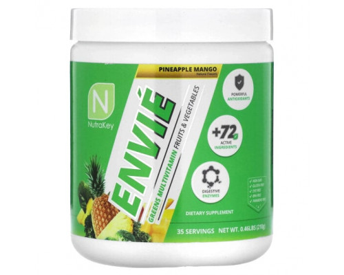 Зелень и зеленые овощи Nutrakey, Envie, ананас и манго, 210 г (0,46 фунта) Зелень и зеленые овощи Nutrakey, Envie, ананас и манго, 210 г (0,46 фунта)