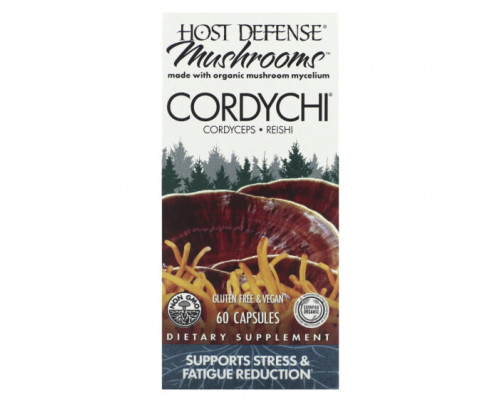 Грибы Fungi Perfecti Host Defense, Host Defense Mushrooms, Кордичи, способствуют снижению стресса и усталости, 60 вегетарианских капсул Грибы Fungi Perfecti Host Defense, Host Defense Mushrooms, Кордичи, способствуют снижению стресса и усталости, 60 вегетарианских капсул