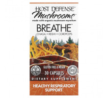 Грибы Fungi Perfecti Host Defense, Host Defense Mushrooms, Breath, здоровое дыхание, 30 капсул