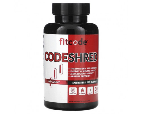Для похудения и контроля веса FITCODE, CodeShred`` 60 растительных капсул Для похудения и контроля веса FITCODE, CodeShred`` 60 растительных капсул