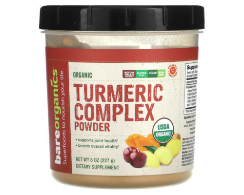 Антиоксиданты BareOrganics, Органический комплекс из куркумы в порошке, 227 г (8 унций) Антиоксиданты BareOrganics, Органический комплекс из куркумы в порошке, 227 г (8 унций)