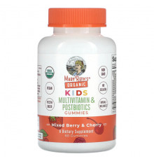 Детское здоровье MaryRuth Organics, Organic, для детей, мультивитамины и жевательные таблетки от постбиотиков, смесь ягод и вишни, 60 жевательных таблеток