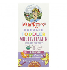 Детское здоровье MaryRuth Organics, Органические мультивитаминные жидкие капли для малышей, для детей от 1 до 3 лет, с апельсином и ванилью, 60 мл (2 жидк. Унции)