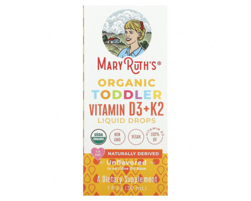 Витамин D MaryRuth Organics, Органические жидкие капли с витаминами D3 и K2 для малышей, для детей от 1 до 3 лет, без добавок, 30 мл (1 жидк. Унция) Витамин D MaryRuth Organics, Органические жидкие капли с витаминами D3 и K2 для малышей, для детей от 1 до 3 лет, без добавок, 30 мл (1 жидк. Унция)