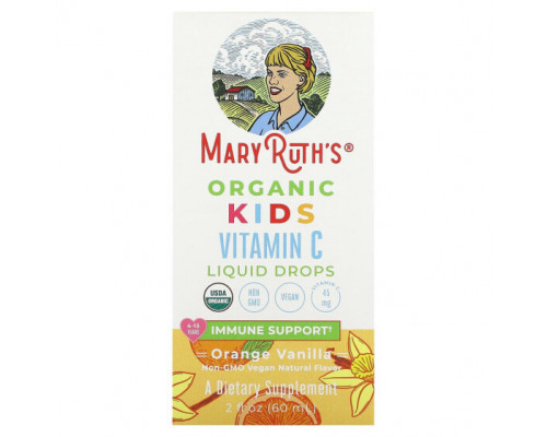 Витамин C MaryRuth Organics, Organic, жидкие капли с витамином C для детей, для детей от 4 до 13 лет, с апельсином и ванилью, 60 мл (2 жидк. Унции) Витамин C MaryRuth Organics, Organic, жидкие капли с витамином C для детей, для детей от 4 до 13 лет, с апельсином и ванилью, 60 мл (2 жидк. Унции)