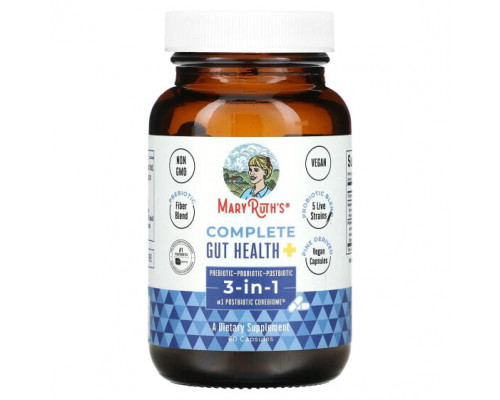 Для пищеварительной системы MaryRuth Organics, Complete Gut Health, 3-в-1, 60 капсул Для пищеварительной системы MaryRuth Organics, Complete Gut Health, 3-в-1, 60 капсул