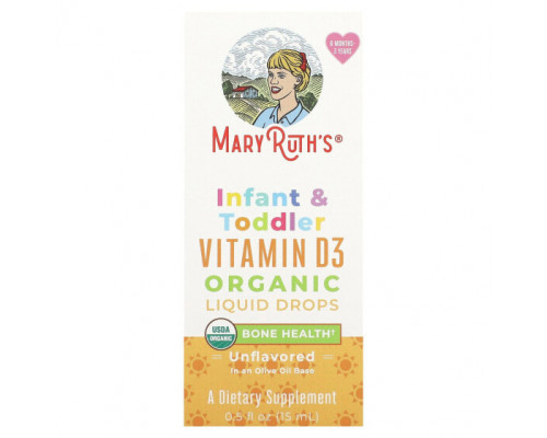 Витамин D MaryRuth Organics, Органические жидкие капли с витамином D3 для младенцев и малышей, от 6 месяцев до 3 лет, без добавок, 15 мл (0,5 жидк. Унции) Витамин D MaryRuth Organics, Органические жидкие капли с витамином D3 для младенцев и малышей, от 6 месяцев до 3 лет, без добавок, 15 мл (0,5 жидк. Унции)