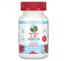 Магний MaryRuth Organics, Успокаивающие жевательные таблетки с магнием, для детей, гибискус, 60 жевательных таблеток