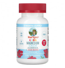 Магний MaryRuth Organics, Успокаивающие жевательные таблетки с магнием, для детей, гибискус, 60 жевательных таблеток