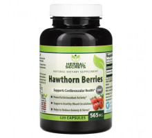 Для сердца и сосудов Herbal Secrets, Ягоды боярышника, 565 мг, 120 капсул