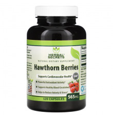 Для сердца и сосудов Herbal Secrets, Ягоды боярышника, 565 мг, 120 капсул