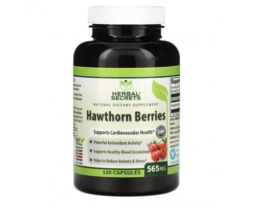 Для сердца и сосудов Herbal Secrets, Ягоды боярышника, 565 мг, 120 капсул Для сердца и сосудов Herbal Secrets, Ягоды боярышника, 565 мг, 120 капсул