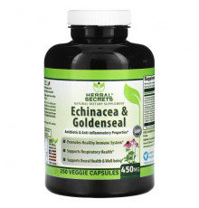 Эхинацея Herbal Secrets, Эхинацея и желтокорень, 450 мг, 250 растительных капсул