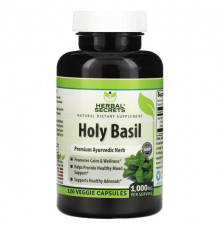 Аюрведа Herbal Secrets, Базилик священный, 500 мг, 120 растительных капсул