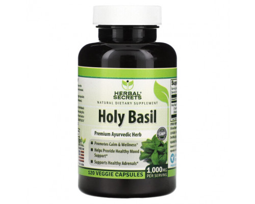 Аюрведа Herbal Secrets, Базилик священный, 500 мг, 120 растительных капсул Аюрведа Herbal Secrets, Базилик священный, 500 мг, 120 растительных капсул