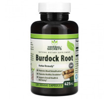 Растительные экстракты и настойки Herbal Secrets, Корень лопуха, 425 мг, 120 растительных капсул