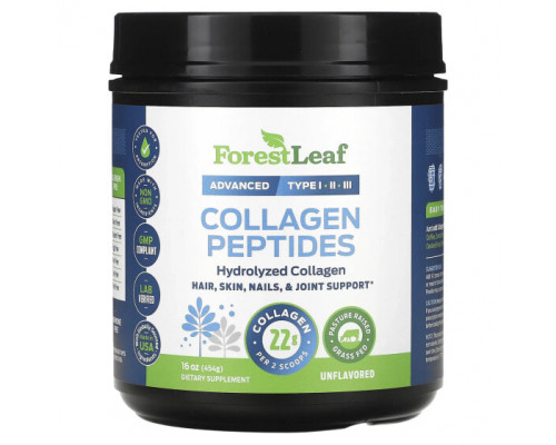 Для мышц и суставов Forest Leaf, пептиды коллагена, без вкусовых добавок, 454 г (16 унций) Для мышц и суставов Forest Leaf, пептиды коллагена, без вкусовых добавок, 454 г (16 унций)