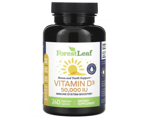 Витамин D Forest Leaf, Витамин D3, 1250 мкг (50 000 МЕ), 240 растительных капсул Витамин D Forest Leaf, Витамин D3, 1250 мкг (50 000 МЕ), 240 растительных капсул