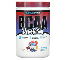 Аминокислоты MuscleSport, BCAA Revolution, итальянский лед со вкусом радуги, 450 г (15,9 унции)