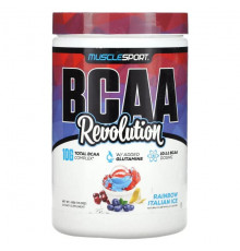 Аминокислоты MuscleSport, BCAA Revolution, итальянский лед со вкусом радуги, 450 г (15,9 унции)
